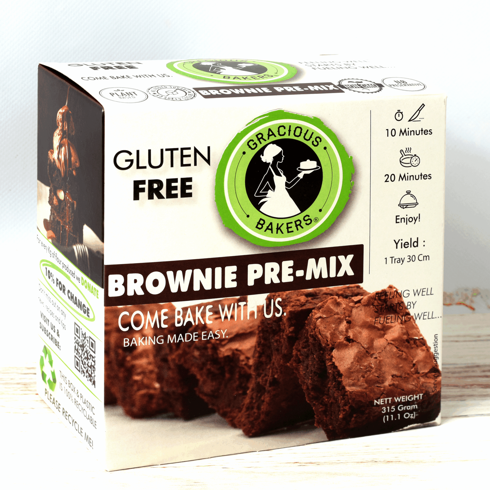Gracious Bakers Gluten-Free Brownie Pre-Mix Pack - Effortless baking for fudgy homemade brownies