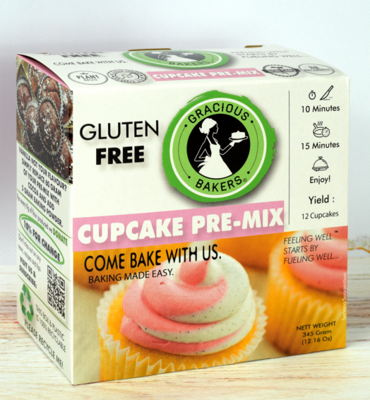 Gracious Bakers Allergen-Free Cupcake Pre-Mix – 100% Gluten-Free, Vegan, Dairy-Free, Sugar-Free, Plant based, Non-GMO, Nutrient-Enriched<br><small>345Gr</small>