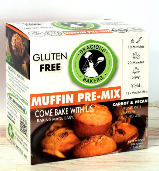 Gracious Bakers Allergen-Free Carrot Muffin Pre-mix – 100% Gluten-free, Dairy-free, Sugar-free, Vegan, Plant based, Non-GMO, Nutrient-enriched<br><small>380Gr</small>